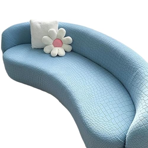 JHOMHF Halbrunder Sofabezug aus elastischem hochelastischem Stoff mit Rutschfester elastischer Unterseite universelle Passform for geschwungene Sofas(Blue,90-140cm/35.4-55in) von JHOMHF