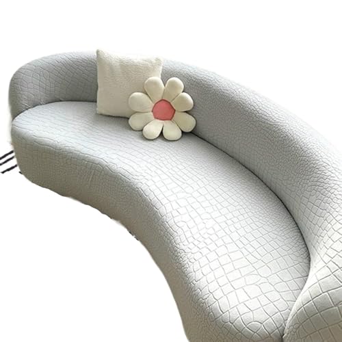 JHOMHF Halbrunder Sofabezug aus elastischem hochelastischem Stoff mit Rutschfester elastischer Unterseite universelle Passform for geschwungene Sofas(Light Gray,145-185cm/57-73in) von JHOMHF