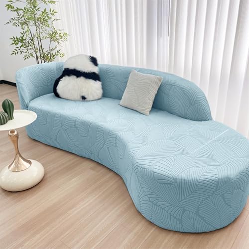 JHOMHF Halbrunder gebogener Sofabezug dehnbar wasserdicht rutschfest Sofabezug mit modernem Wolkendesign(Haze Blue,1 seat [37-57 inch]) von JHOMHF