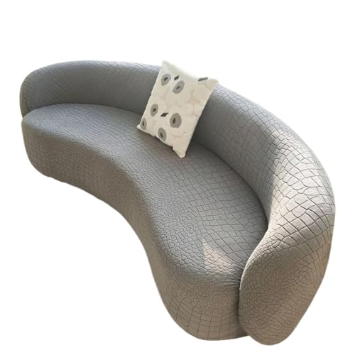 JHOMHF Halbrunder hochelastischer elastischer moderner Sofabezug mit Wolkenmuster for geschwungene Sofas modulare Sofas(Gray,235-300cm/92.5-118in) von JHOMHF
