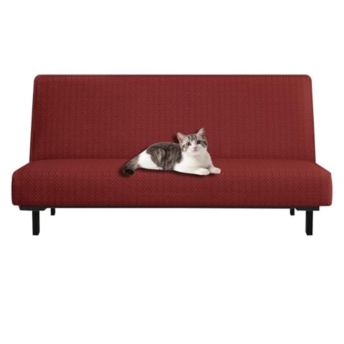 JHOMHF Haustiersicherer Sofabezug fürs Bett waschbarer Sofaschutz ohne Armlehnen fürs Wohnzimmer dehnbarer Möbelbezug(Burgundy) von JHOMHF