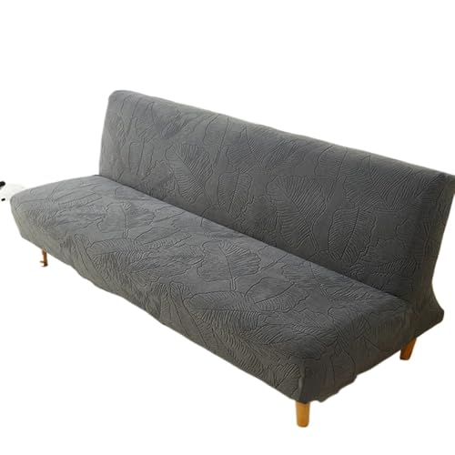 JHOMHF Jacquard Futonbezug ohne Armlehnen Stretch Schonbezug for klappbares Futon Schlafsofa maschinenwaschbarer Couchschutz for Wohnzimmer und Schlafzimmer(Dark Gray,Large) von JHOMHF