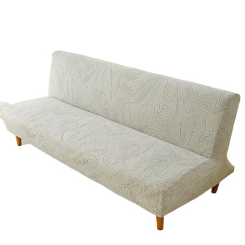 JHOMHF Jacquard Futonbezug ohne Armlehnen Stretch Schonbezug for klappbares Futon Schlafsofa maschinenwaschbarer Couchschutz for Wohnzimmer und Schlafzimmer(Light Gray,Large) von JHOMHF