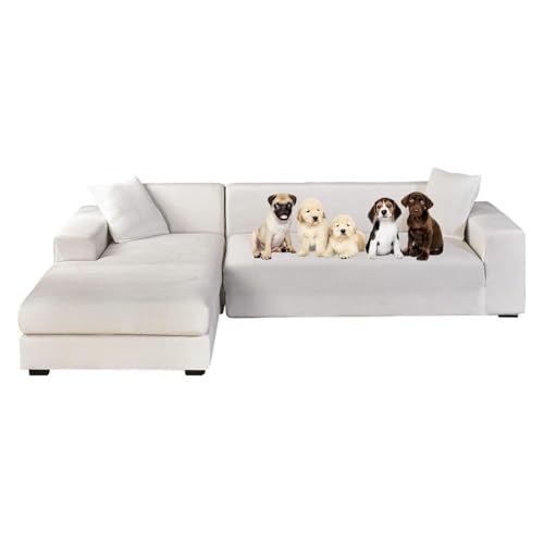 JHOMHF L förmiger Sofabezug aus Stretch Samt, waschbar elastischer Sofaschutz for die Heimdekoration im Wohnzimmer(White,45 * 45cm Pillowcase Two Packs) von JHOMHF
