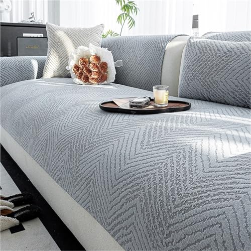 JHOMHF Moderner Chenille Jacquard Sofabezug rutschfest haustierfreundlich Couchschutz Boho waschbarer Möbelbezug dehnbarer Mehrzweck Schonbezug(Dark Grey,90 * 260cm) von JHOMHF