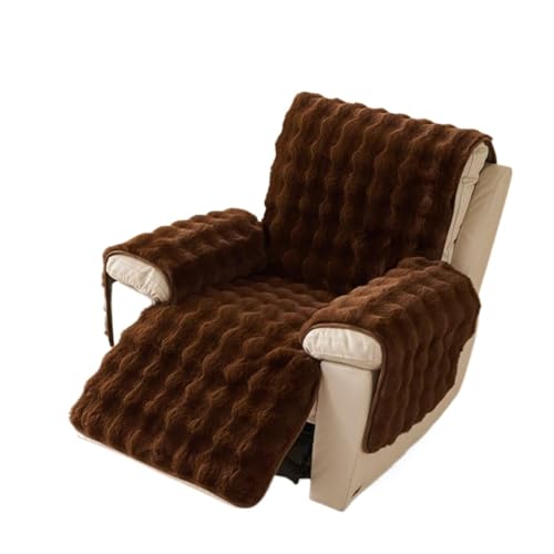 JHOMHF Plüsch Liegestuhlbezug zotteliger Rutschfester Sofabezug for Lazy Boy Liegestühle weicher Armlehnenschutz for Kinder(Dark Coffee) von JHOMHF