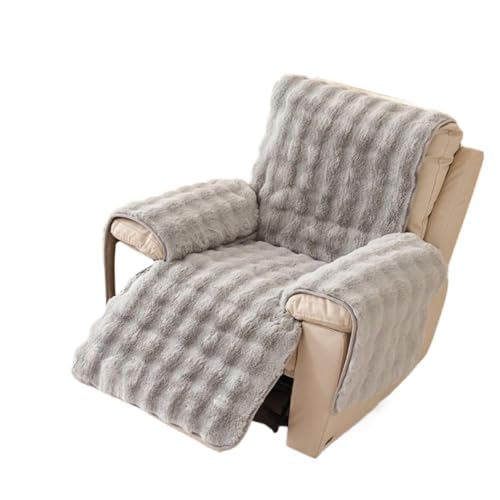 JHOMHF Plüsch Liegestuhlbezug zotteliger Rutschfester Sofabezug for Lazy Boy Liegestühle weicher Armlehnenschutz for Kinder(Light Gray) von JHOMHF