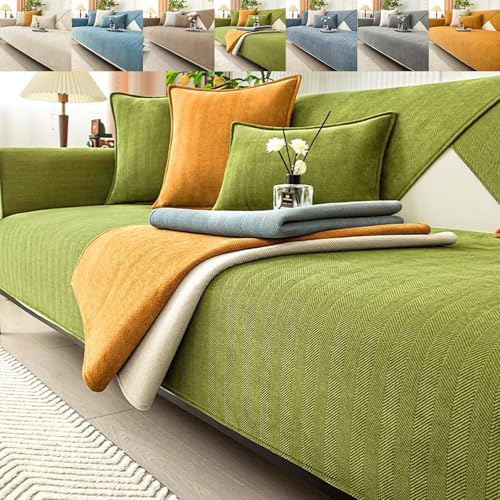 JHOMHF Rutschfester Sofabezug Aus Chenille Langlebig Modern Haustierfreundlich Sofaschutzbezüge for Männer Und Frauen(Green,110 * 210 cm/43.3 * 82.7 IN) von JHOMHF