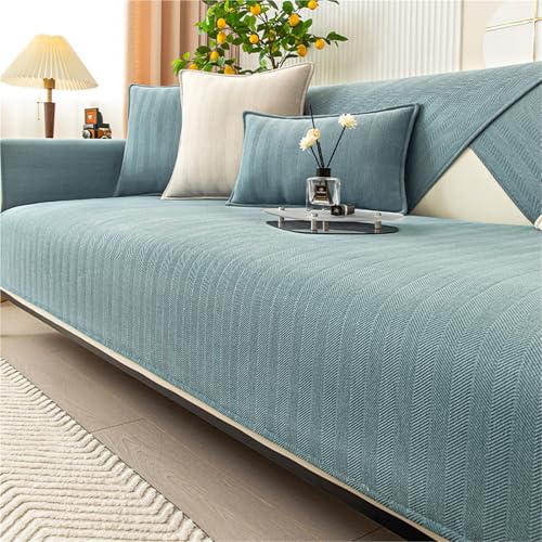 JHOMHF Rutschfester Sofabezug Aus Chenille Langlebig Modern Haustierfreundlich Sofaschutzbezüge for Männer Und Frauen(Haze Blue,110 * 240 cm/43.3 * 94.4 IN) von JHOMHF