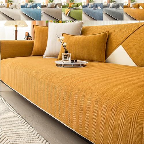 JHOMHF Rutschfester Sofabezug Aus Chenille Langlebig Modern Haustierfreundlich Sofaschutzbezüge for Männer Und Frauen(Orange,110 * 210 cm/43.3 * 82.7 IN) von JHOMHF