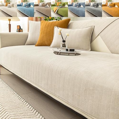 JHOMHF Rutschfester Sofabezug Aus Chenille Langlebig Modern Haustierfreundlich Sofaschutzbezüge for Männer Und Frauen(Beige,70 * 70 cm/27.6 * 27.6 IN) von JHOMHF