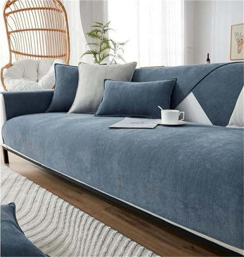 JHOMHF Rutschfester Sofabezug Aus Chenille Langlebig Modern Haustierfreundlich Sofaschutzbezüge for Männer Und Frauen(Blue-Grey,110 * 240 cm/43.3 * 94.4 IN) von JHOMHF