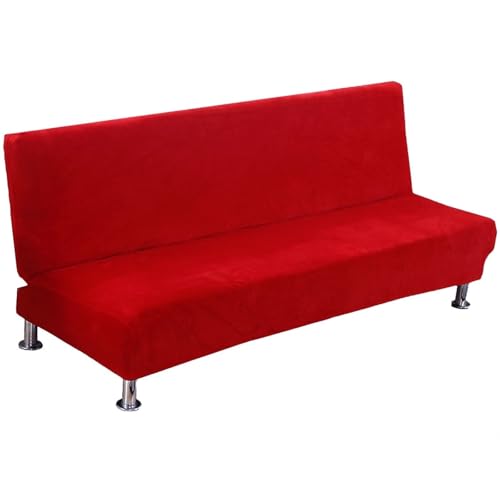 JHOMHF Samt Futonbezug dehnbar weich dick Schonbezug for klappbares Sofa ohne Armlehnen Möbelschutz for Wohnzimmer und Schlafzimmer(Red) von JHOMHF