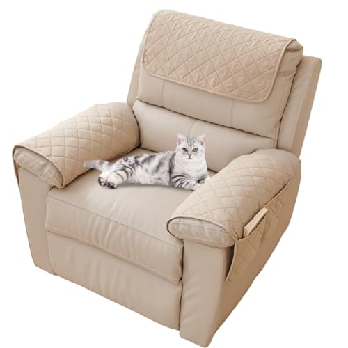 JHOMHF Sesselbezug for Liegestühle 3 teiliges Set Karierter Polyester Schonbezug dekorativer Schutzbezug for Sessel als Heimdekoration(Beige) von JHOMHF