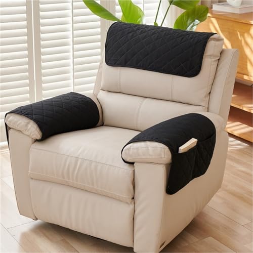 JHOMHF Sesselbezug for Liegestühle 3 teiliges Set Karierter Polyester Schonbezug dekorativer Schutzbezug for Sessel als Heimdekoration(Black) von JHOMHF
