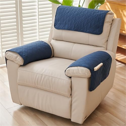 JHOMHF Sesselbezug for Liegestühle 3 teiliges Set Karierter Polyester Schonbezug dekorativer Schutzbezug for Sessel als Heimdekoration(Blue) von JHOMHF