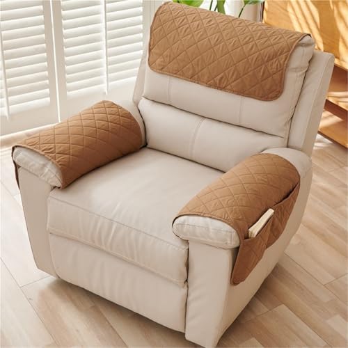 JHOMHF Sesselbezug for Liegestühle 3 teiliges Set Karierter Polyester Schonbezug dekorativer Schutzbezug for Sessel als Heimdekoration(Brown) von JHOMHF