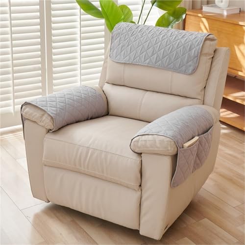 JHOMHF Sesselbezug for Liegestühle 3 teiliges Set Karierter Polyester Schonbezug dekorativer Schutzbezug for Sessel als Heimdekoration(Gray) von JHOMHF