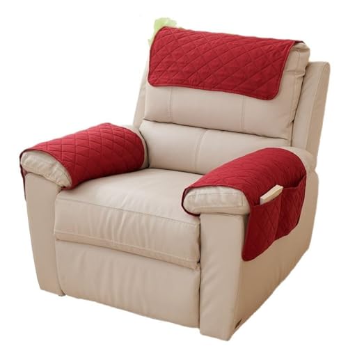JHOMHF Sesselbezug for Liegestühle 3 teiliges Set Karierter Polyester Schonbezug dekorativer Schutzbezug for Sessel als Heimdekoration(Red) von JHOMHF