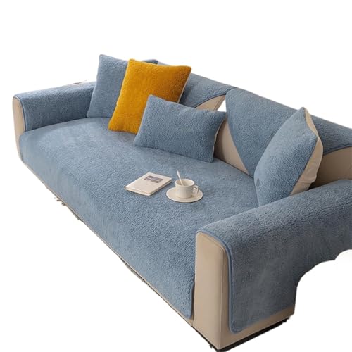 JHOMHF Sherpa Fleece Sofabezug for 1-4-Sitzer-Sofas rutschfeste waschbare universelle L förmige Sofaschutz Schonbezüge(Blue,90x120cm) von JHOMHF