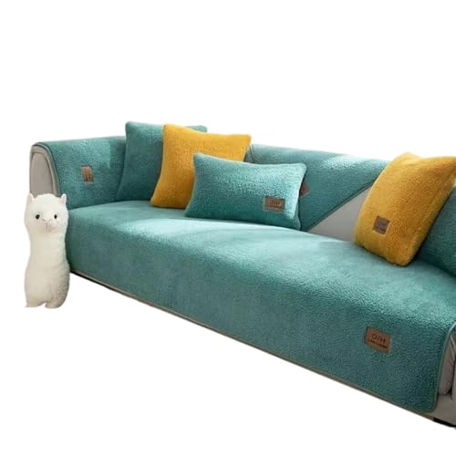 JHOMHF Sherpa Fleece Sofabezug for 1-4-Sitzer-Sofas rutschfeste waschbare universelle L förmige Sofaschutz Schonbezüge(Green,70x120cm) von JHOMHF