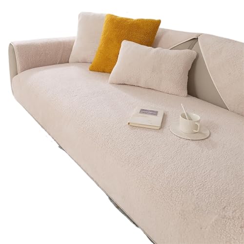 JHOMHF Sherpa Fleece Sofabezug for 1-4-Sitzer-Sofas rutschfeste waschbare universelle L förmige Sofaschutz Schonbezüge(Off White,110x210cm) von JHOMHF