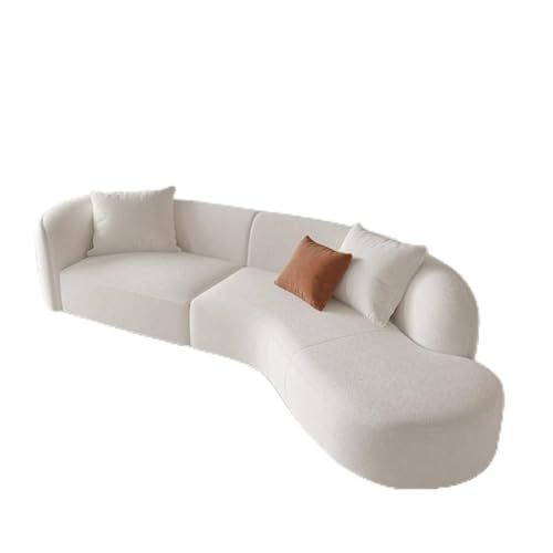 JHOMHF Sofabezug aus Samt dehnbar gebogen rutschfest moderner Sofabezug in Wolkenform for Restaurant Café Bar Wohnzimmer Möbelschutz(Beige,4seat [ 92-118 inch ]) von JHOMHF