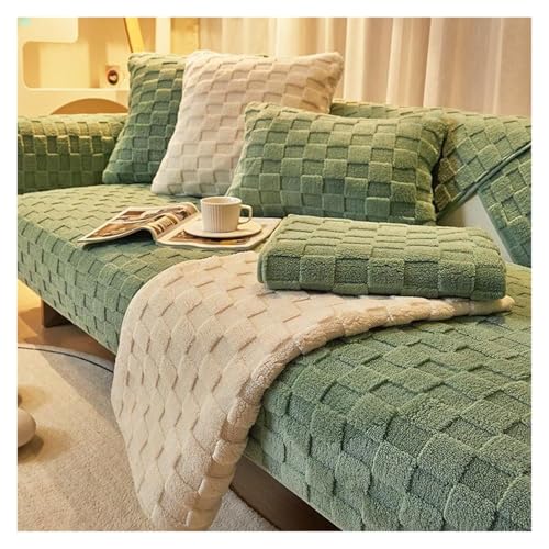 JHOMHF Sofabezug waschbar rutschfest Couchschutz mit dekorativer Dicker passender Schonbezug gegen Tierhaarflecken maschinenwaschbar einfach anzubringen(Green,35x50cm(Pillowcase)) von JHOMHF