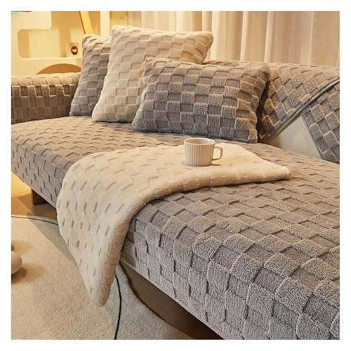 JHOMHF Sofabezug waschbar rutschfest Couchschutz mit dekorativer Dicker passender Schonbezug gegen Tierhaarflecken maschinenwaschbar einfach anzubringen(Grey,27"x35") von JHOMHF