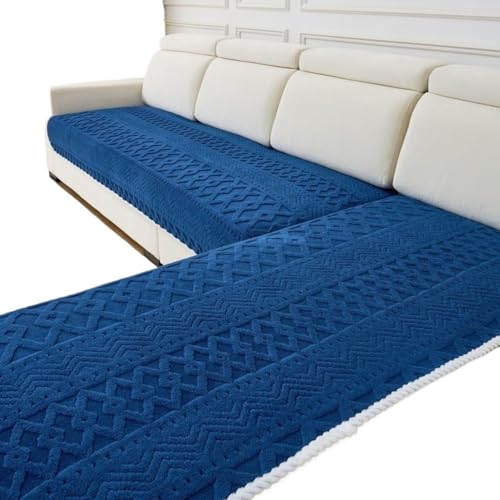 JHOMHF Sofaüberwurf aus Fleece, Orange, für Hunde, Katzen, böhmischer Stil, Jacquard, rutschfest, flauschig, für Haustiere, Schutz für Möbel (Navy, 109 x 208 cm, rechteckig) von JHOMHF