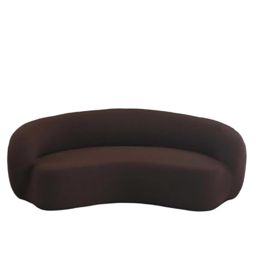 JHOMHF Stretch Bezug for Drehstühle moderner Schonbezug for Akzentstühle Mid Century Sofas waschbarer gebogener Couchschutz for Clubsessel(Coffee Color,2seat) von JHOMHF