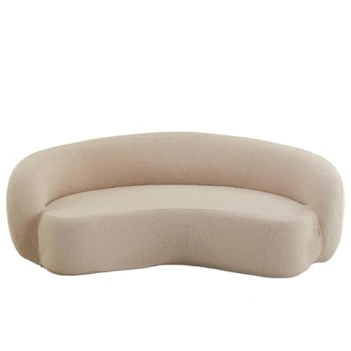 JHOMHF Stretch Bezug for Drehstühle moderner Schonbezug for Akzentstühle Mid Century Sofas waschbarer gebogener Couchschutz for Clubsessel(Khaki,2seat) von JHOMHF