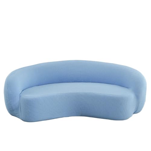 JHOMHF Stretch Bezug for Drehstühle moderner Schonbezug for Akzentstühle Mid Century Sofas waschbarer gebogener Couchschutz for Clubsessel(Sky Blue,2seat) von JHOMHF
