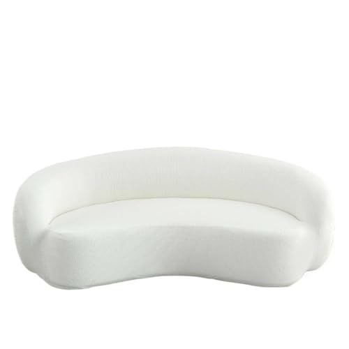 JHOMHF Stretch Bezug for Drehstühle moderner Schonbezug for Akzentstühle Mid Century Sofas waschbarer gebogener Couchschutz for Clubsessel(White,2seat) von JHOMHF