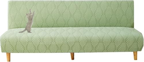 JHOMHF Stretch Futon Schonbezug Kratzfest for Katzen ohne Armlehnen Dicker weicher Sofabezug fürs Bett universelle Passform for das Wohnzimmer waschbar(Green,Small) von JHOMHF