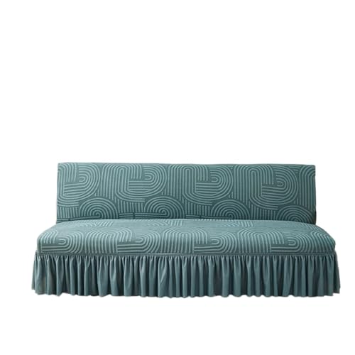 JHOMHF Stretch Futonbezug mit Rockdesign elastischer Schlafsofabezug for Futoncouch in voller Größe maschinenwaschbarer Möbelschutz for Sofas ohne Armlehnen(Style 1: Green,Medium) von JHOMHF