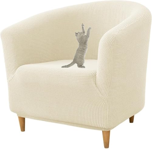 JHOMHF ​​Stretch Schonbezug for Clubsessel rutschfest mit elastischer Unterseite for Fasssessel und die meisten Akzentstühle waschbarer Rutschfester Möbelschutz(Beige) von JHOMHF