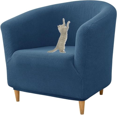 JHOMHF ​​Stretch Schonbezug for Clubsessel rutschfest mit elastischer Unterseite for Fasssessel und die meisten Akzentstühle waschbarer Rutschfester Möbelschutz(Blue) von JHOMHF
