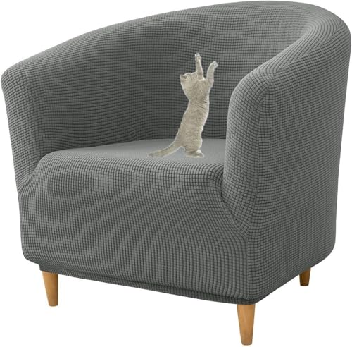 JHOMHF ​​Stretch Schonbezug for Clubsessel rutschfest mit elastischer Unterseite for Fasssessel und die meisten Akzentstühle waschbarer Rutschfester Möbelschutz(Dark Gray) von JHOMHF