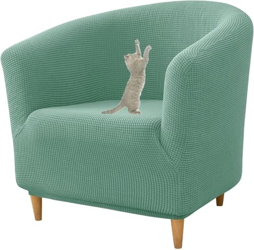 JHOMHF ​​Stretch Schonbezug for Clubsessel rutschfest mit elastischer Unterseite for Fasssessel und die meisten Akzentstühle waschbarer Rutschfester Möbelschutz(Green) von JHOMHF