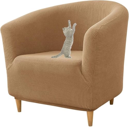 JHOMHF ​​Stretch Schonbezug for Clubsessel rutschfest mit elastischer Unterseite for Fasssessel und die meisten Akzentstühle waschbarer Rutschfester Möbelschutz(Khaki) von JHOMHF