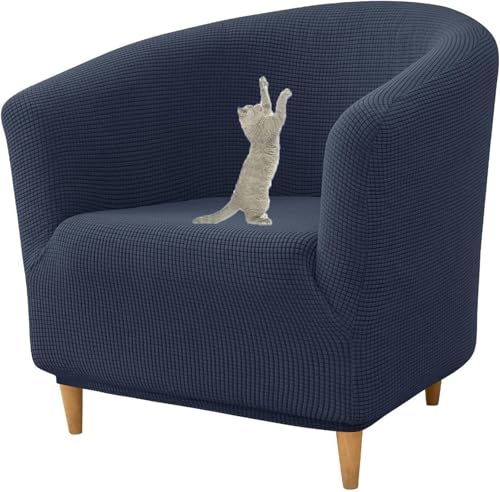 JHOMHF ​​Stretch Schonbezug for Clubsessel rutschfest mit elastischer Unterseite for Fasssessel und die meisten Akzentstühle waschbarer Rutschfester Möbelschutz(Navy Blue) von JHOMHF
