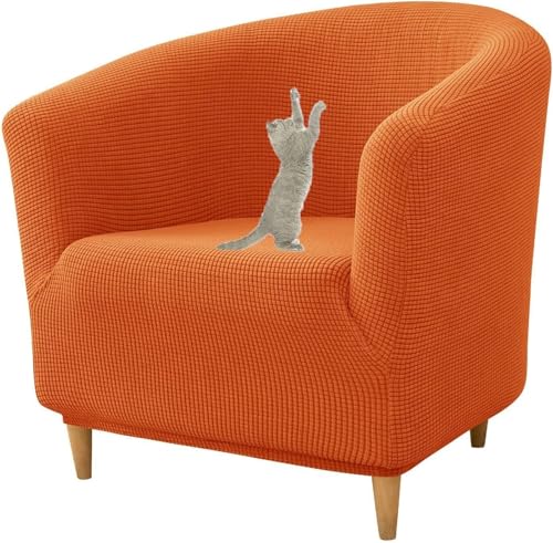 JHOMHF ​​Stretch Schonbezug for Clubsessel rutschfest mit elastischer Unterseite for Fasssessel und die meisten Akzentstühle waschbarer Rutschfester Möbelschutz(Orange) von JHOMHF