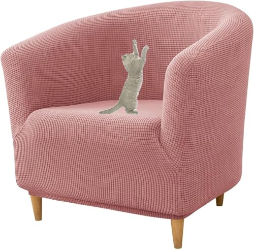 JHOMHF ​​Stretch Schonbezug for Clubsessel rutschfest mit elastischer Unterseite for Fasssessel und die meisten Akzentstühle waschbarer Rutschfester Möbelschutz(Pink) von JHOMHF