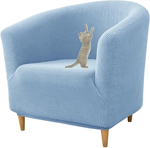 JHOMHF ​​Stretch Schonbezug for Clubsessel rutschfest mit elastischer Unterseite for Fasssessel und die meisten Akzentstühle waschbarer Rutschfester Möbelschutz(Sky Blue) von JHOMHF