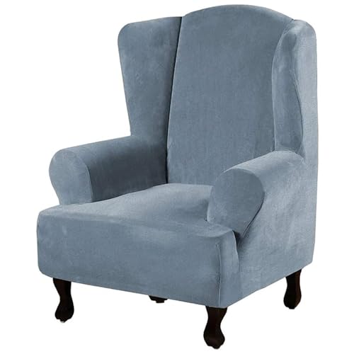 JHOMHF Stretch Schonbezug for Ohrensessel aus Samt rutschfeste elastische Unterseite maschinenwaschbar Bezug for Ohrensessel Möbelschutz(Grey1) von JHOMHF