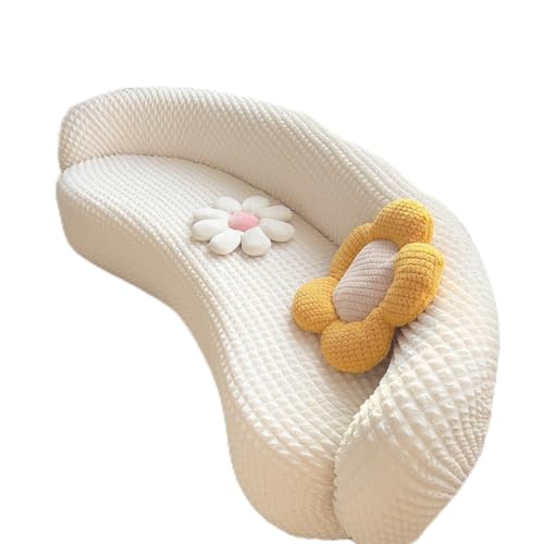 JHOMHF Stretch-Sofabezug, halbrund, gebogen, rutschfest, moderner Schonbezug for Männer und Frauen(White,3 seat [72-92 inch]) von JHOMHF