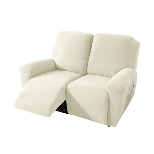 JHOMHF Stretch Sofabezug aus Jacquard Relaxsofas Rutschfester Möbelschutz for Liegesofas waschbare Dehnbare Sofabezüge(Cream,2 Seater) von JHOMHF