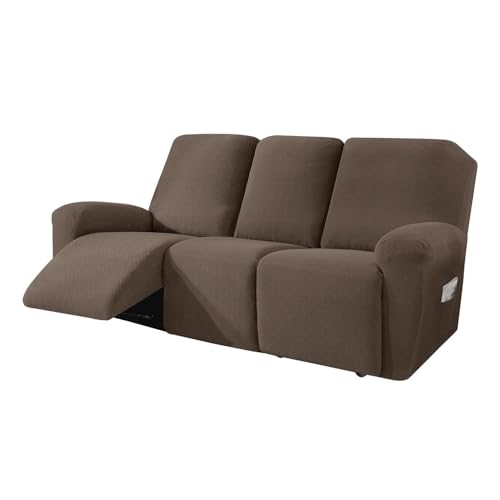JHOMHF Stretch Sofabezug aus Jacquard Relaxsofas Rutschfester Möbelschutz for Liegesofas waschbare Dehnbare Sofabezüge(Light Coffee,3 Seater) von JHOMHF