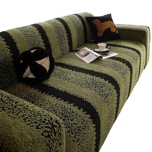 JHOMHF Stretch Sofabezug aus Samt universeller Rutschfester Möbelschutz for 1 bis 5 Sitzer Sofas dehnbarer Sofabezug for Anbausofas(ColorC,3-Seater (190-230cm)) von JHOMHF